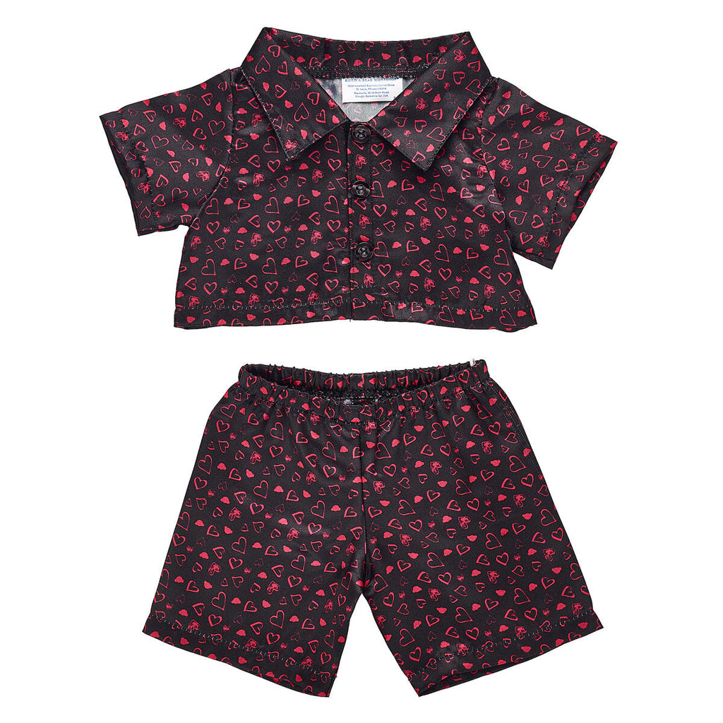 Black Heart Satin Pajamas