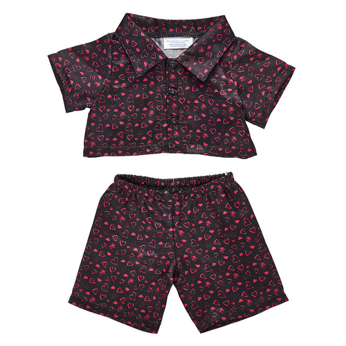 Black Heart Satin Pajamas