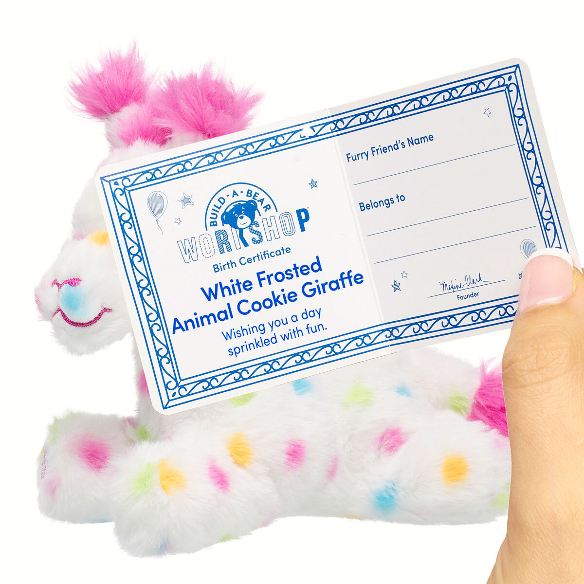 Build-A-Bear Mini Beans® White Frosted Animal Cookie Giraffe Stuffed Animal