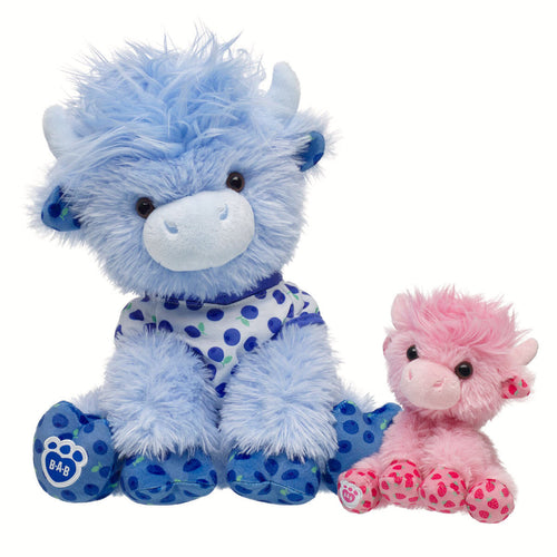 Blueberry Highland Cow Stuffed Animal with Mini Beans® Strawberry Highland Cow