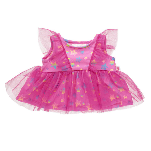 Pink Stars Tulle Sleeve Dress